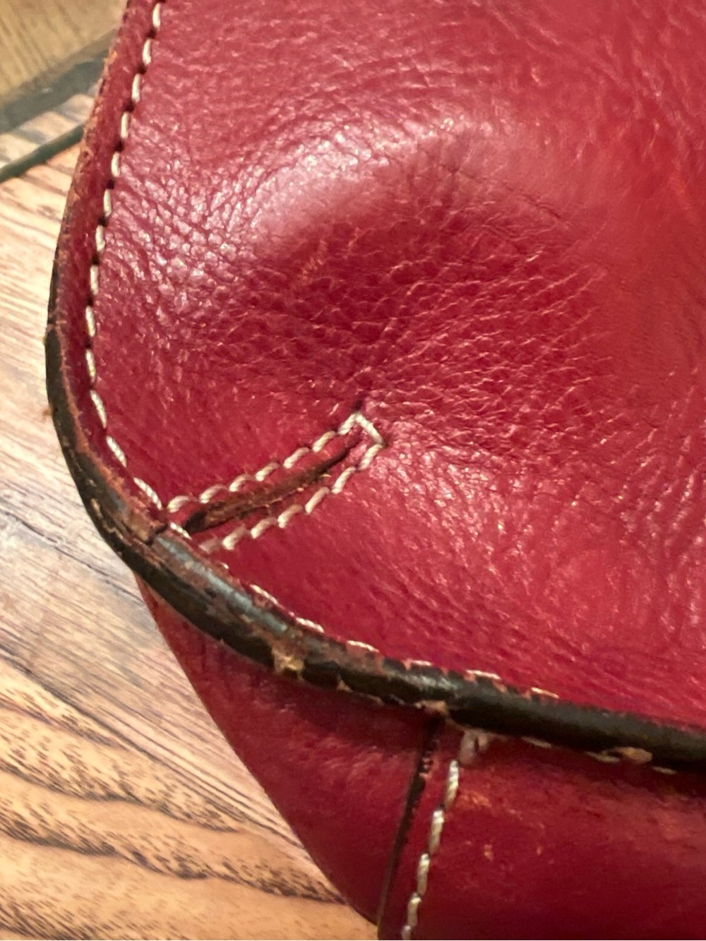 Vintage FOSSIL Sedona Red Saddle Leather Double Handle Handbag Purse - Picture 9 of 14